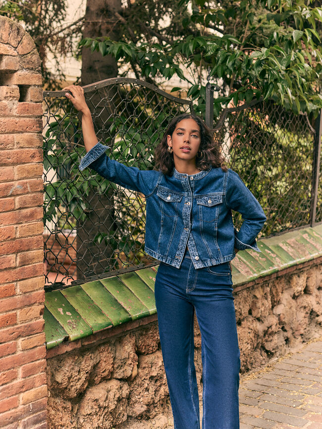 CHAQUETA CORTA DETALLES Dark blue