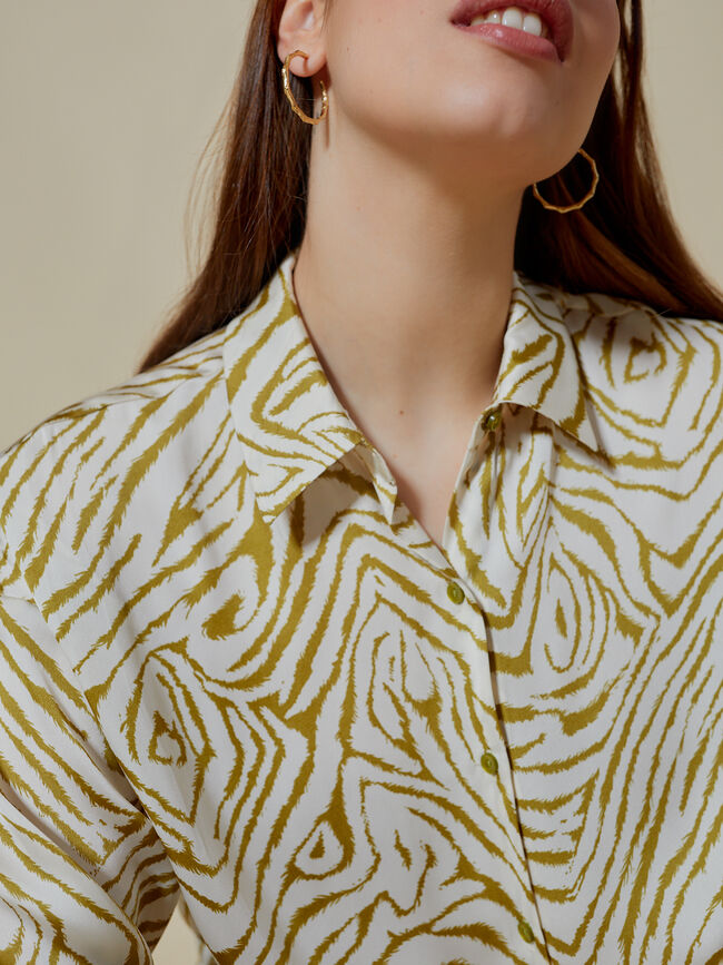 Blusa satén estampado Crudo