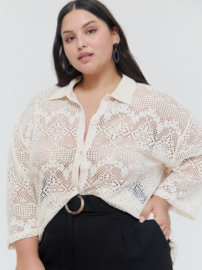 CHAQUETA CROCHET Crudo
