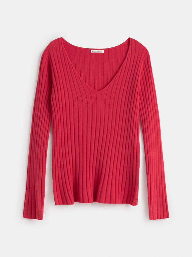 JERSEY  CUELLO PICO CANALÉ coral fresa
