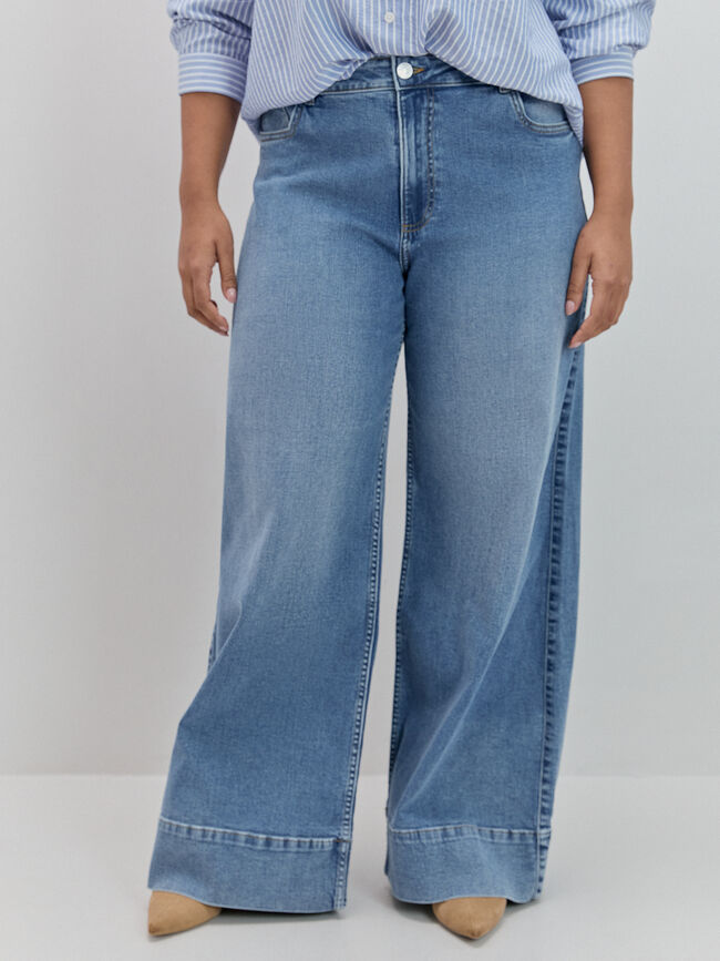 SUPER WIDE LEG TRENZA Mid blue