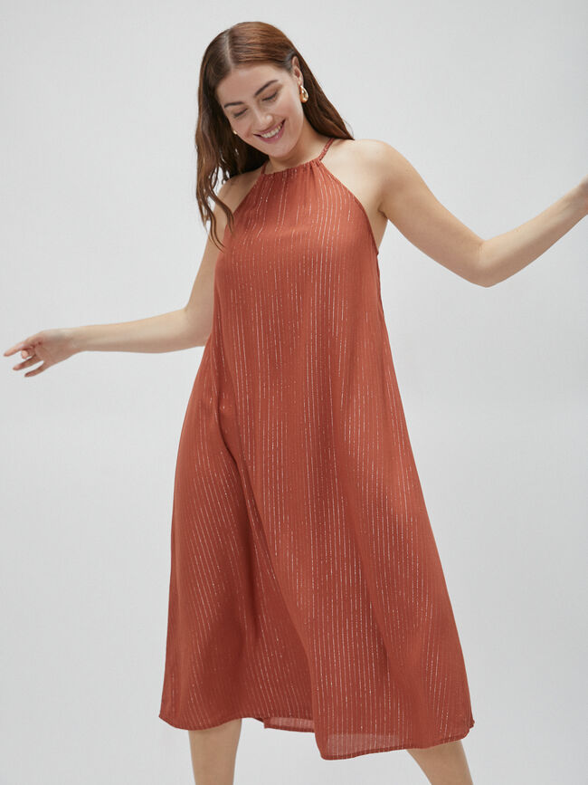VESTIDO CUELLO HALTER Barro