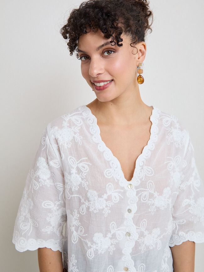 CAMISA R&Uacute;STICA BORDADOS Blanco Optico