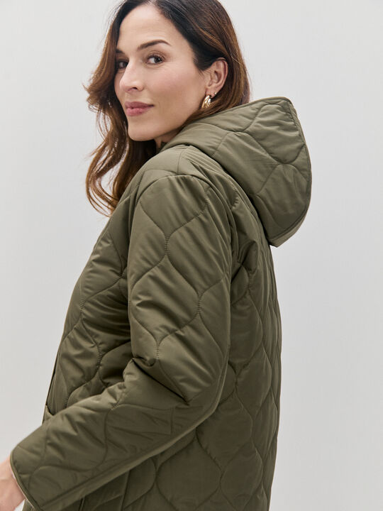 CHAQUETA LARGA ACOLCHADA Kaki image number null