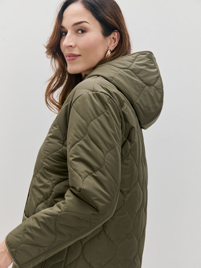 CHAQUETA LARGA ACOLCHADA Kaki