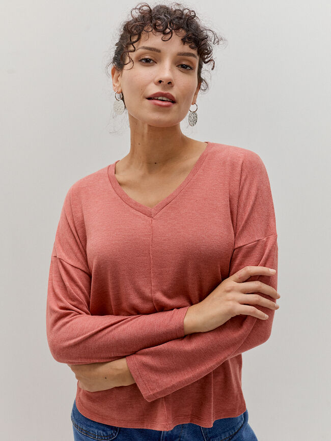 CAMISETA MANGA LARGA Arcilla