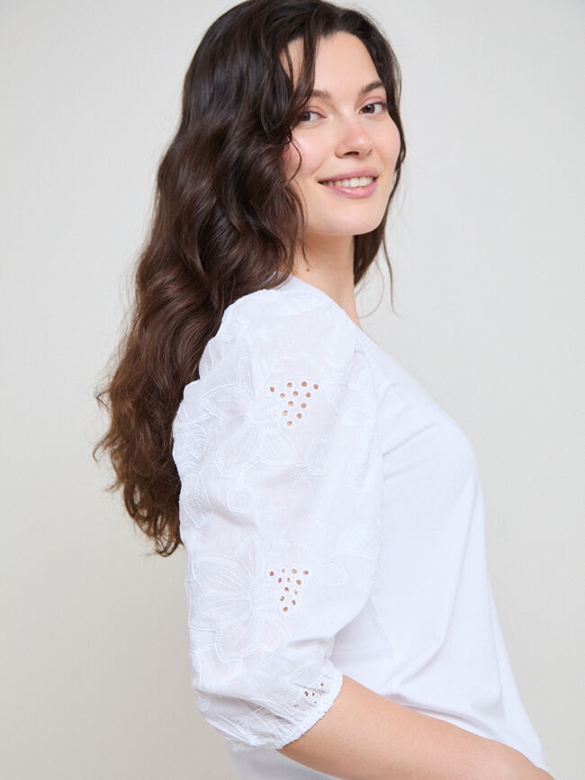 CAMISETA MANGA VOLANTE Blanco Optico