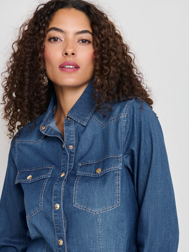 CAMISA VAQUERA BASICA Mid Blue Wash