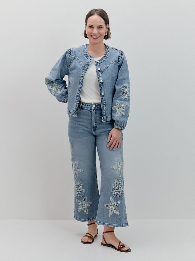 CAZADORA VAQUERA BORDADO Mid Blue Wash