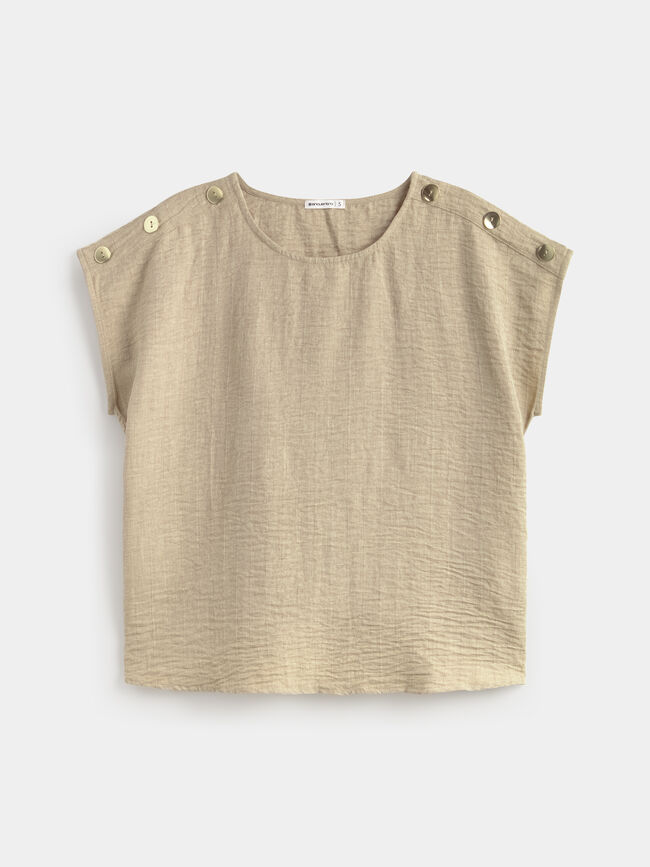 blusa hombro caido Beige Tostado