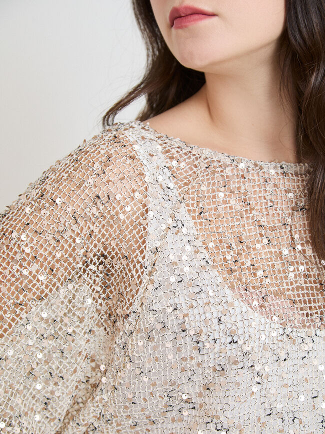 CAMISETA CALADA SEQUINS Beige