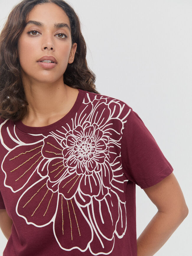 CAMISETA POSICIONAL FLOR Granate