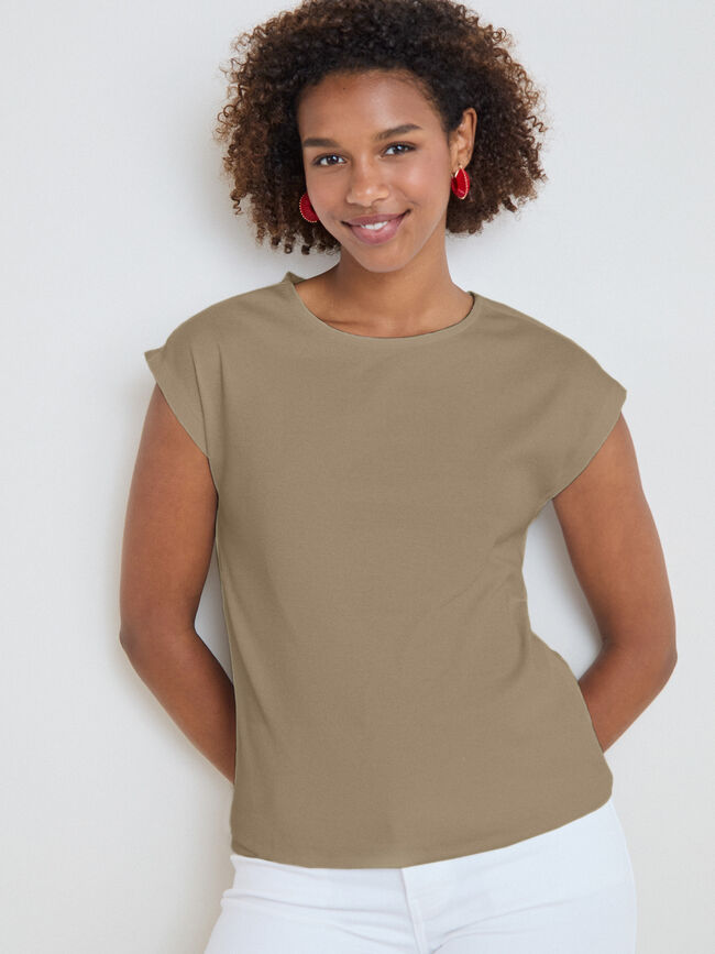 CAMISETA HOMBRO CAIDO kaki claro