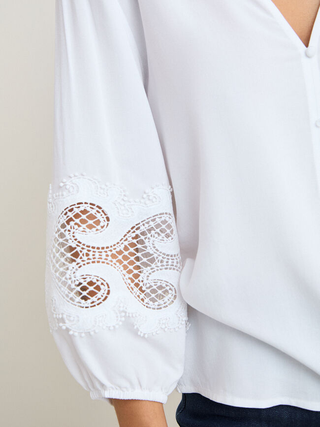 BLUSA BORDADO MANGA Blanco Optico