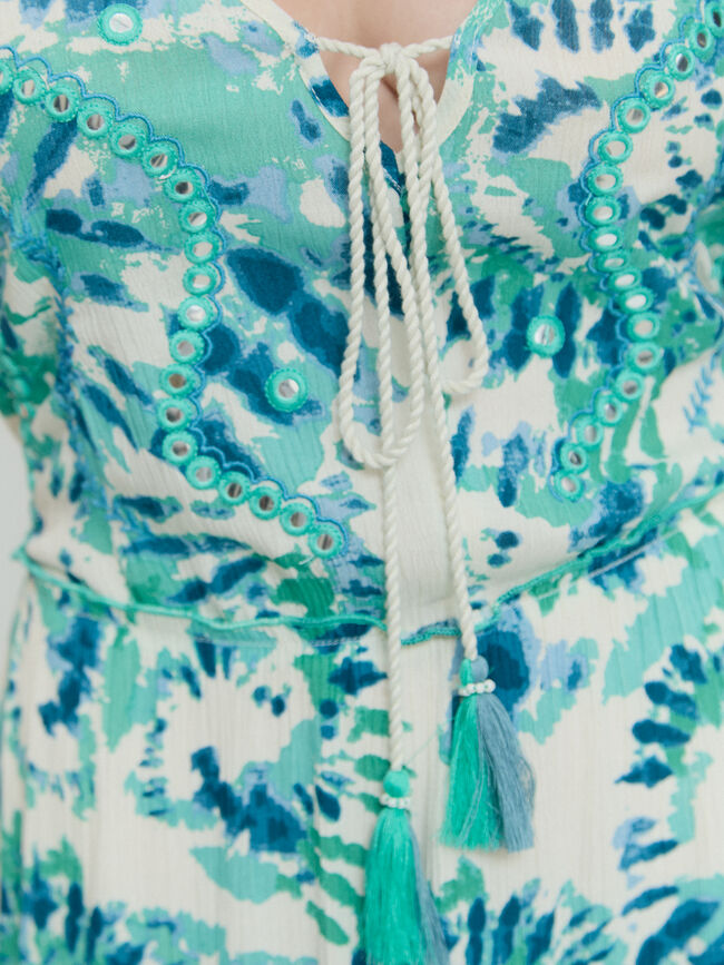 VESTIDO ESTAMPADO ESPEJOS Turquesa Oscuro