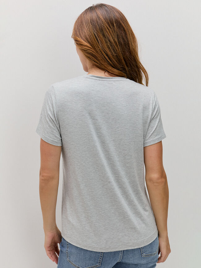 CAMISETA LETRAS BRILLANTES Gris Claro