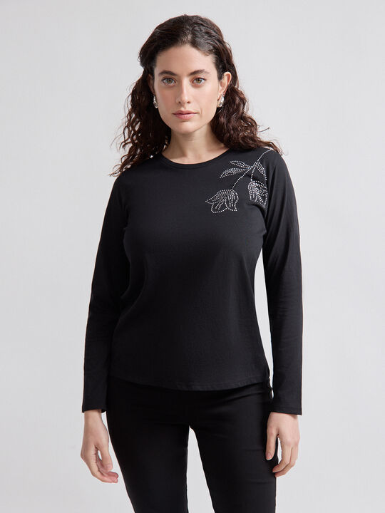 CAMISETA POSICIONAL FLOR Negro image number null