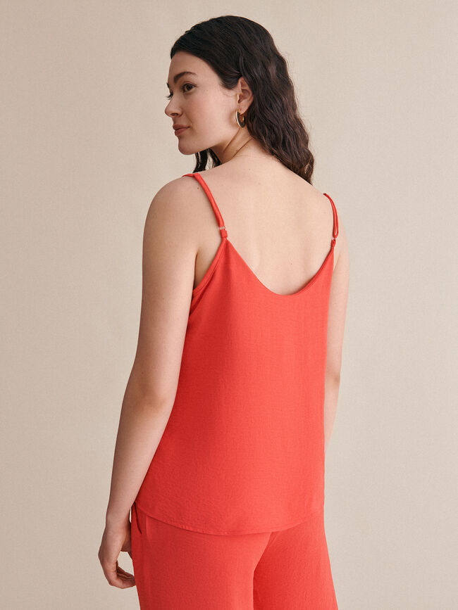 Top tirantes detalle botones Coral