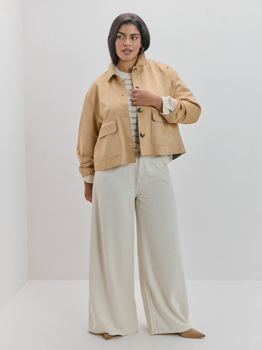 CHAQUETA ANTELINA PESPUNTES Camel image number null