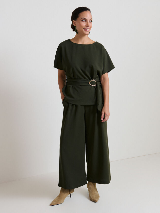 PANTAL&Oacute;N CREPE VERDE Bosque Oscuro