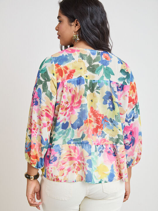 BLUSA ESTAMPADA PANELES Crudo image number null