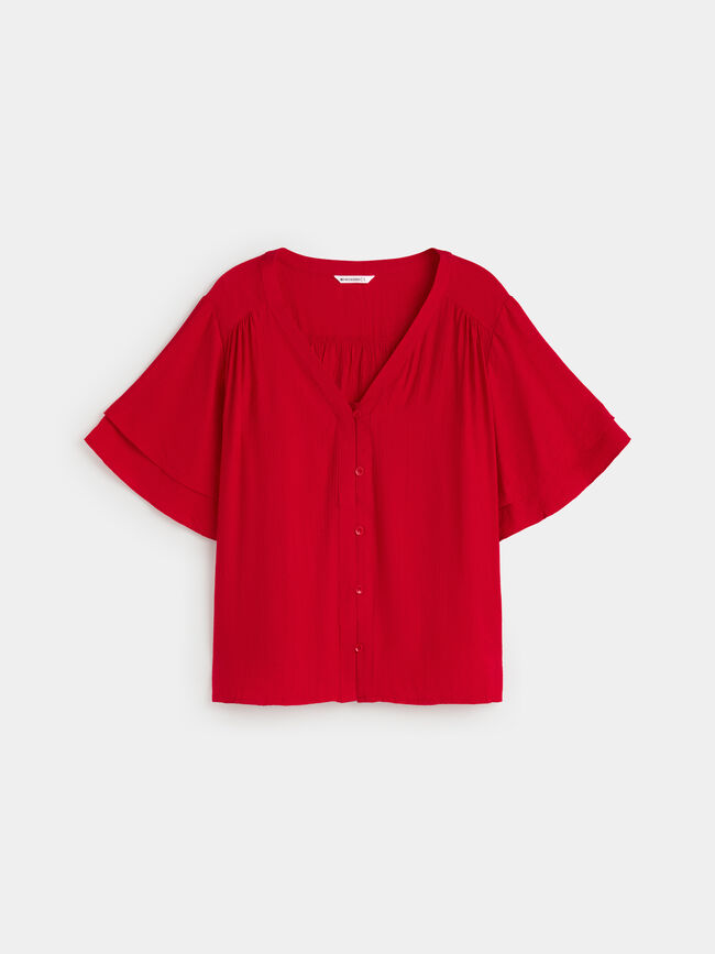 BLUSA MANGA VOLANTE Rojo