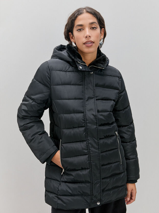 CHAQUETA LARGA ACOLCHADA Negro