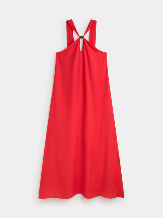 VESTIDO ESCOTE LÁGRIMA Coral salmon image number null