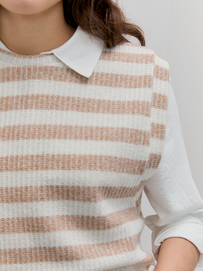 CHALECO RAYAS Beige