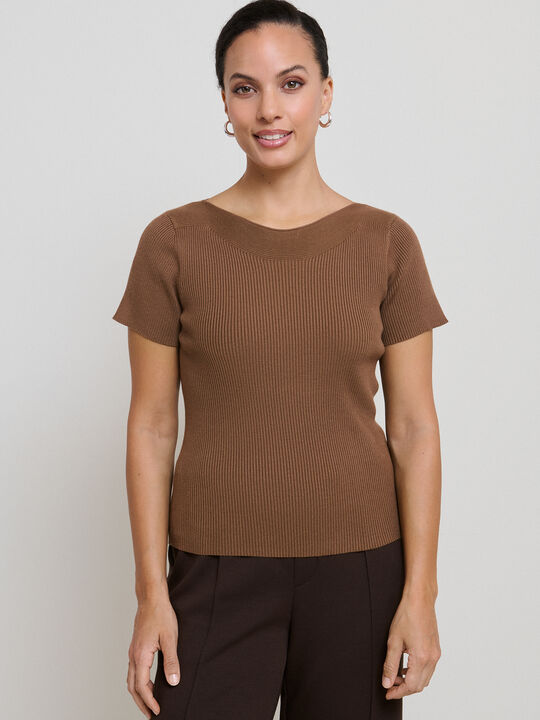 TOP CUELLO BARCO Marron chocolat image number null