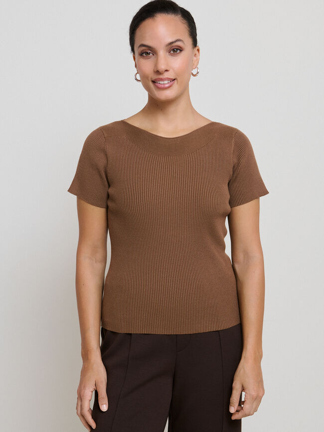 TOP CUELLO BARCO Marron chocolat