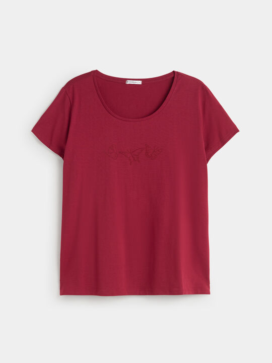 CAMISETA MARIPOSAS TERCIOPELO Granate image number null