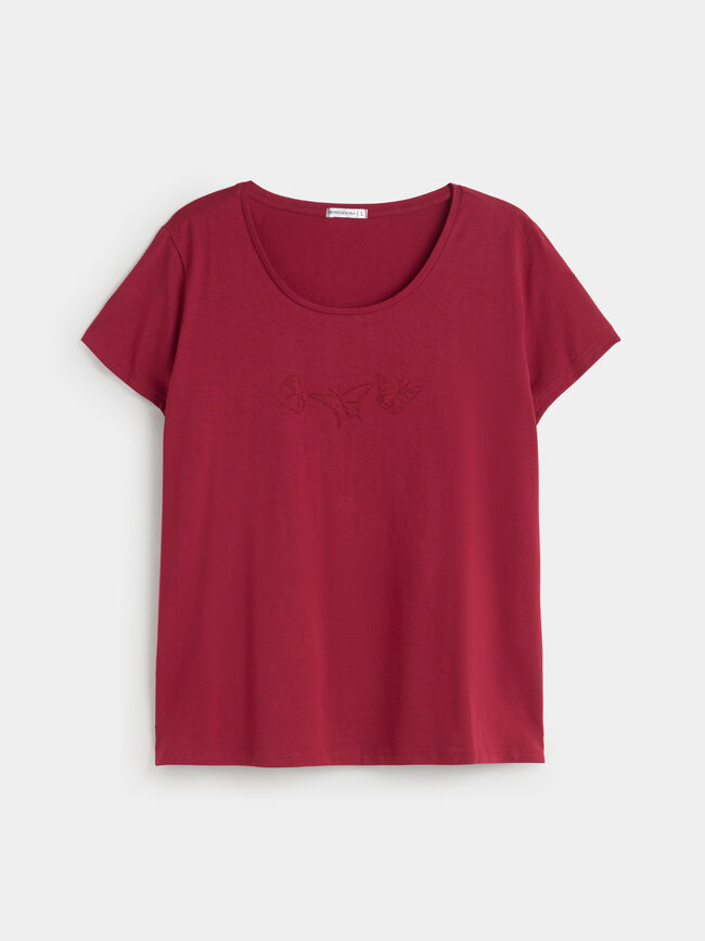 CAMISETA MARIPOSAS TERCIOPELO Granate