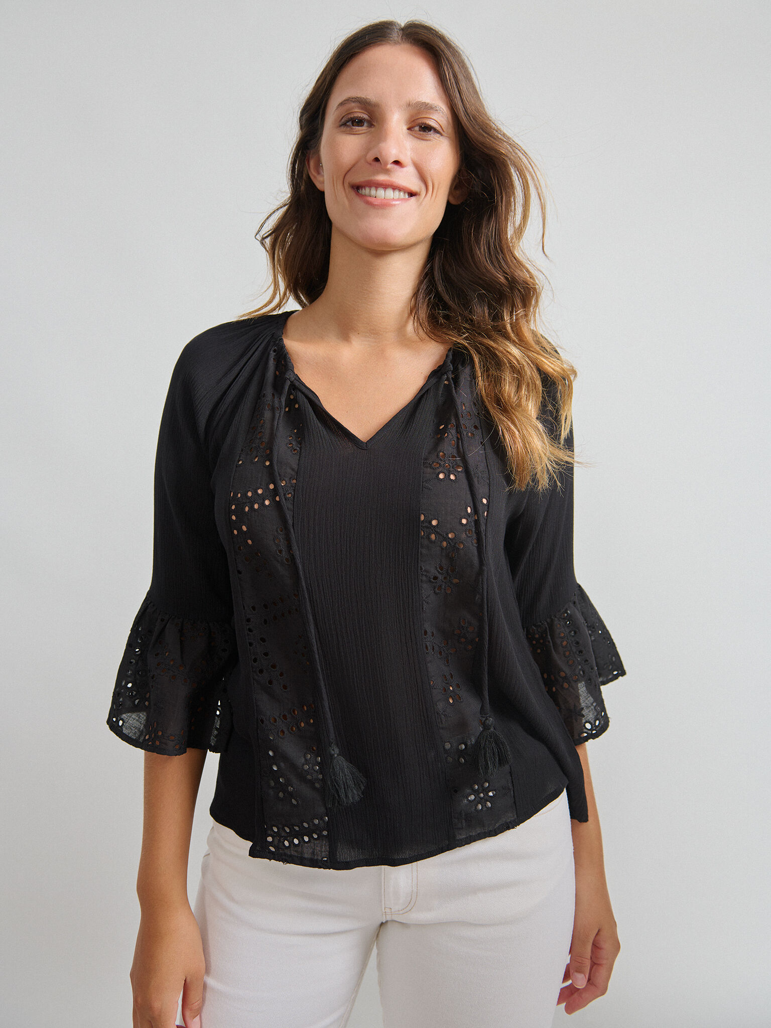 BLUSA MANGAS BORDADAS ENCUENTROMODA ENCUENTRO
