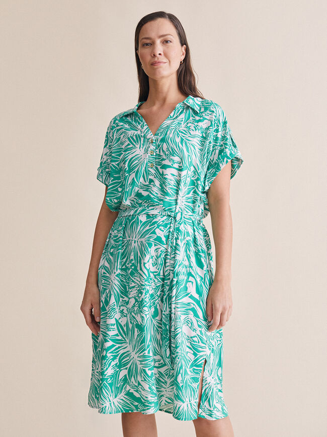Vestido fluido estampado Verde Brillante