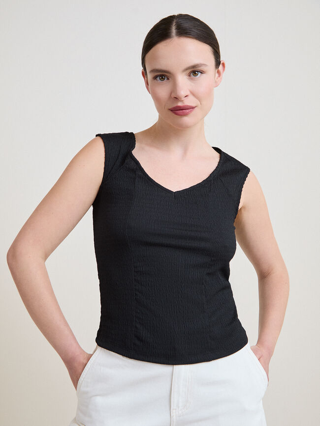 CAMISETA CRINKLE VIVO PUNTILLA Negro