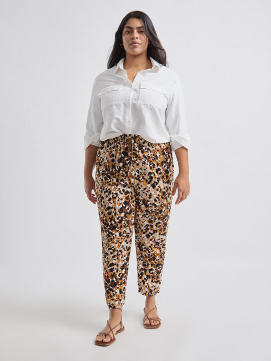 PANTALON FLUIDO ESTAMPADO Marron image number null