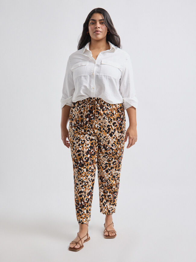 PANTALON FLUIDO ESTAMPADO Marron