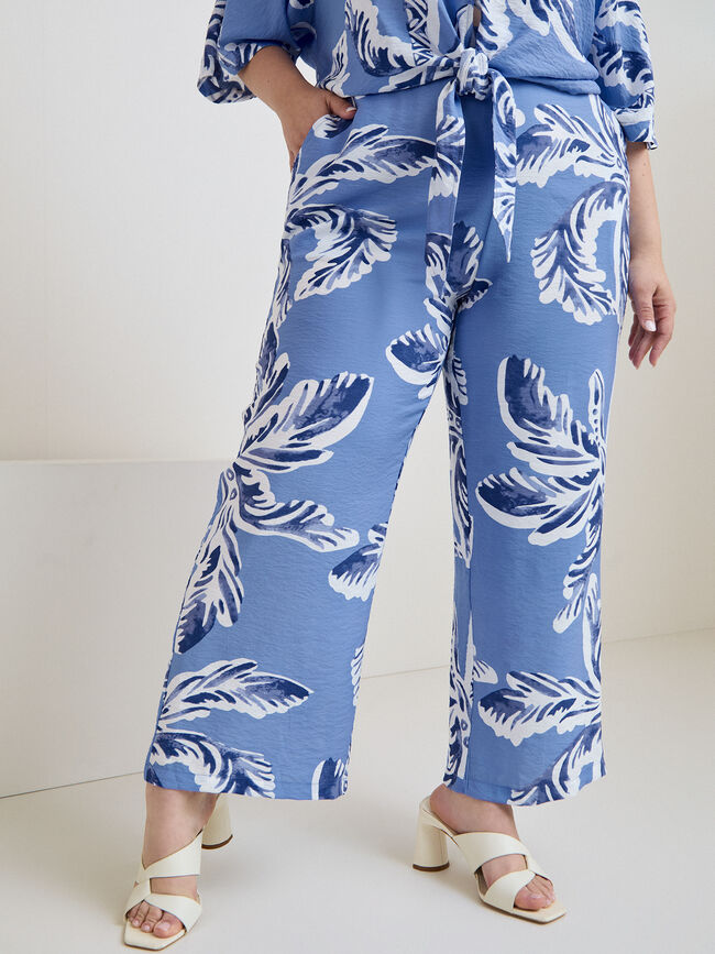 PANTAL&Oacute;N ANCHO ESTAMPADO Azul Chambray