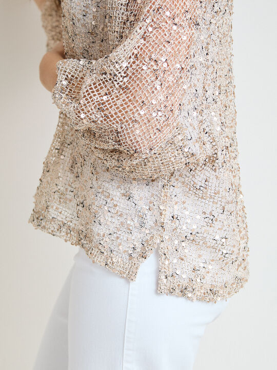 CAMISETA CALADA SEQUINS Beige image number null