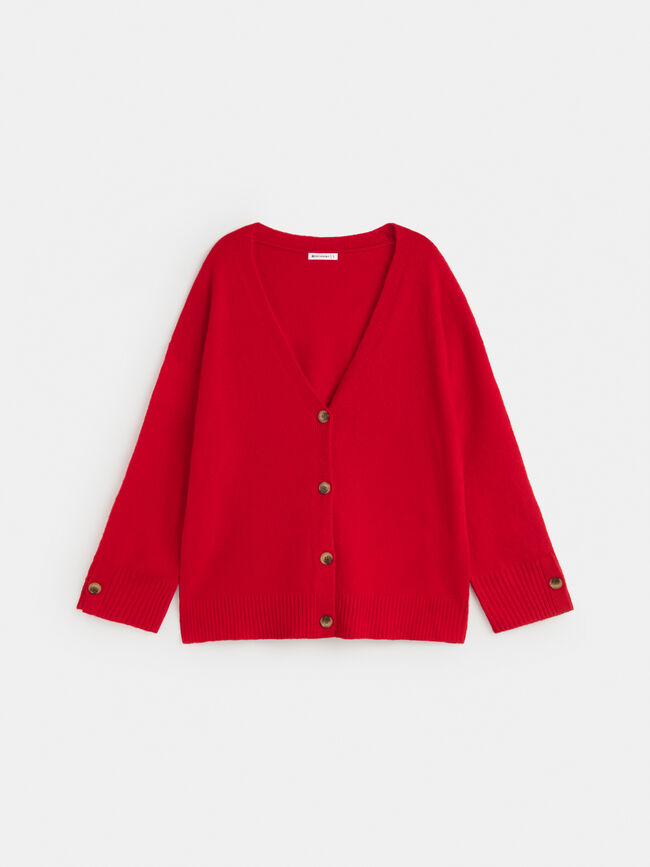 CARDIGAN DETALLE PU&Ntilde;O BOT&Oacute;N Rojo