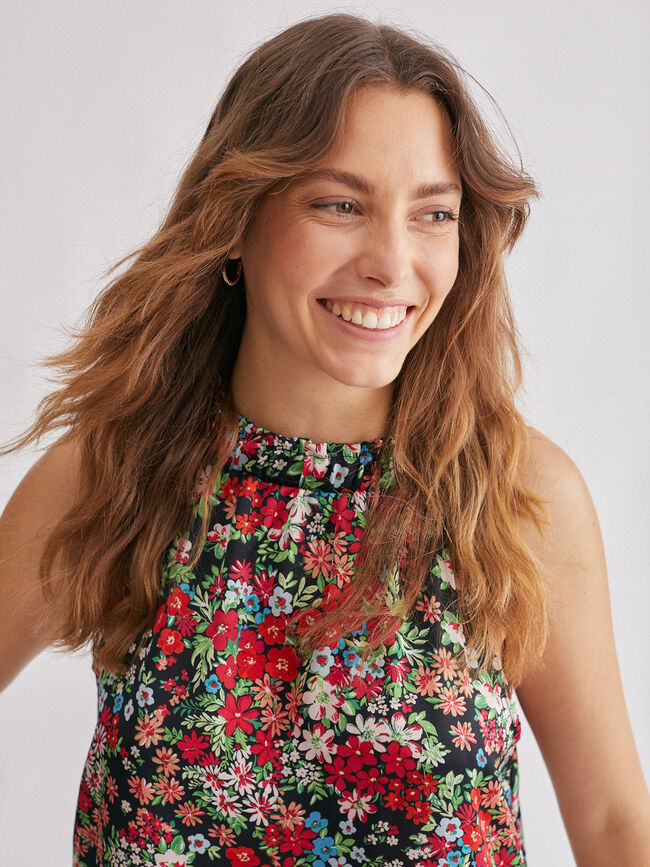 Vestido halter asimétrico Negro