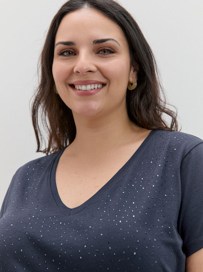 CAMISETA STRASSES BRILLO Azul Noche