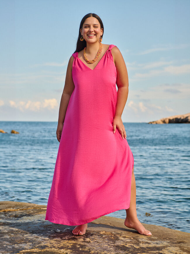 VESTIDO LARGO Fucsia Oscuro