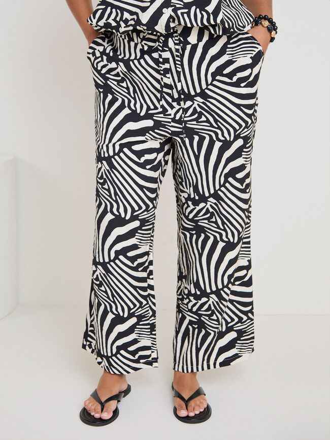PANTAL&Oacute;N ANCHO ESTAMPADO Negro