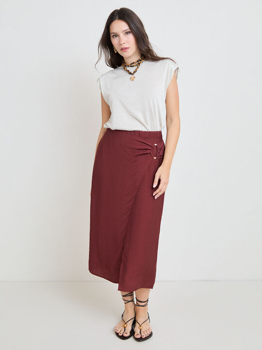 FALDA CRUZADA FORNITURA ROJO OXIDO image number null