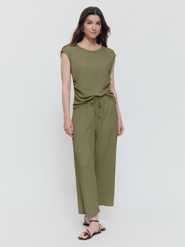 PANTALÓN EFECTO ARRUGADO Kaki