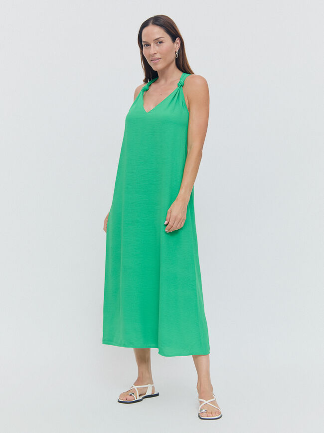VESTIDO FLUIDO NUDOS Verde