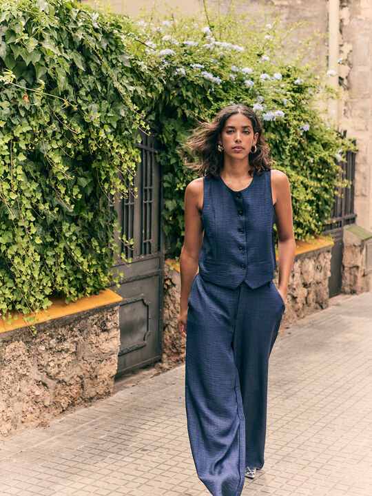 PANTALON RECTO RUSTICO Azul Marino image number null