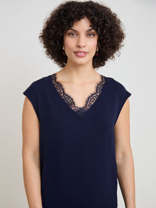 TOP LENCERO PICO Azul Marino image number null